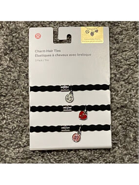 Lululemon Charm Hair Ties, Black/Silver, NWT